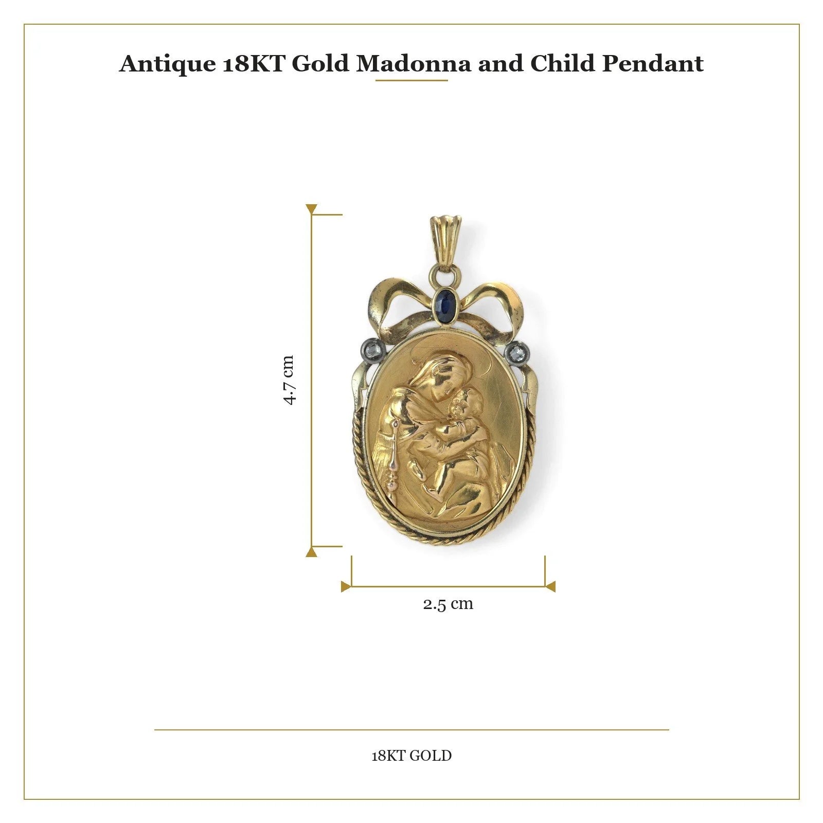 Antique 18KT Gold Madonna and Child Pendant