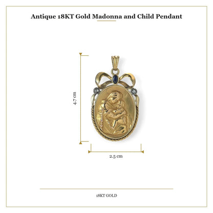 Antique 18KT Gold Madonna and Child Pendant