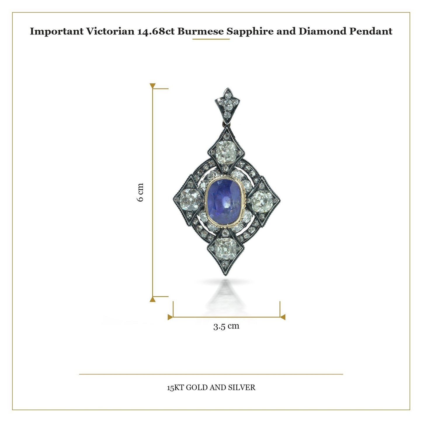 Important Victorian 14.68ct Burmese Sapphire and Diamond Pendant