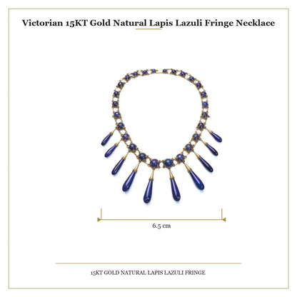 Victorian 15 ct Gold Natural Lapis Lazuli Fringe Necklace