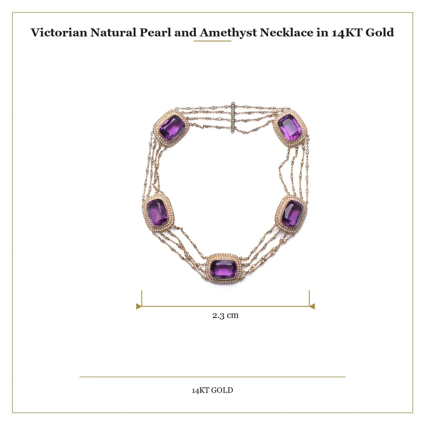 Victorian Natural Pearl and Amethyst Necklace in 14KT Gold