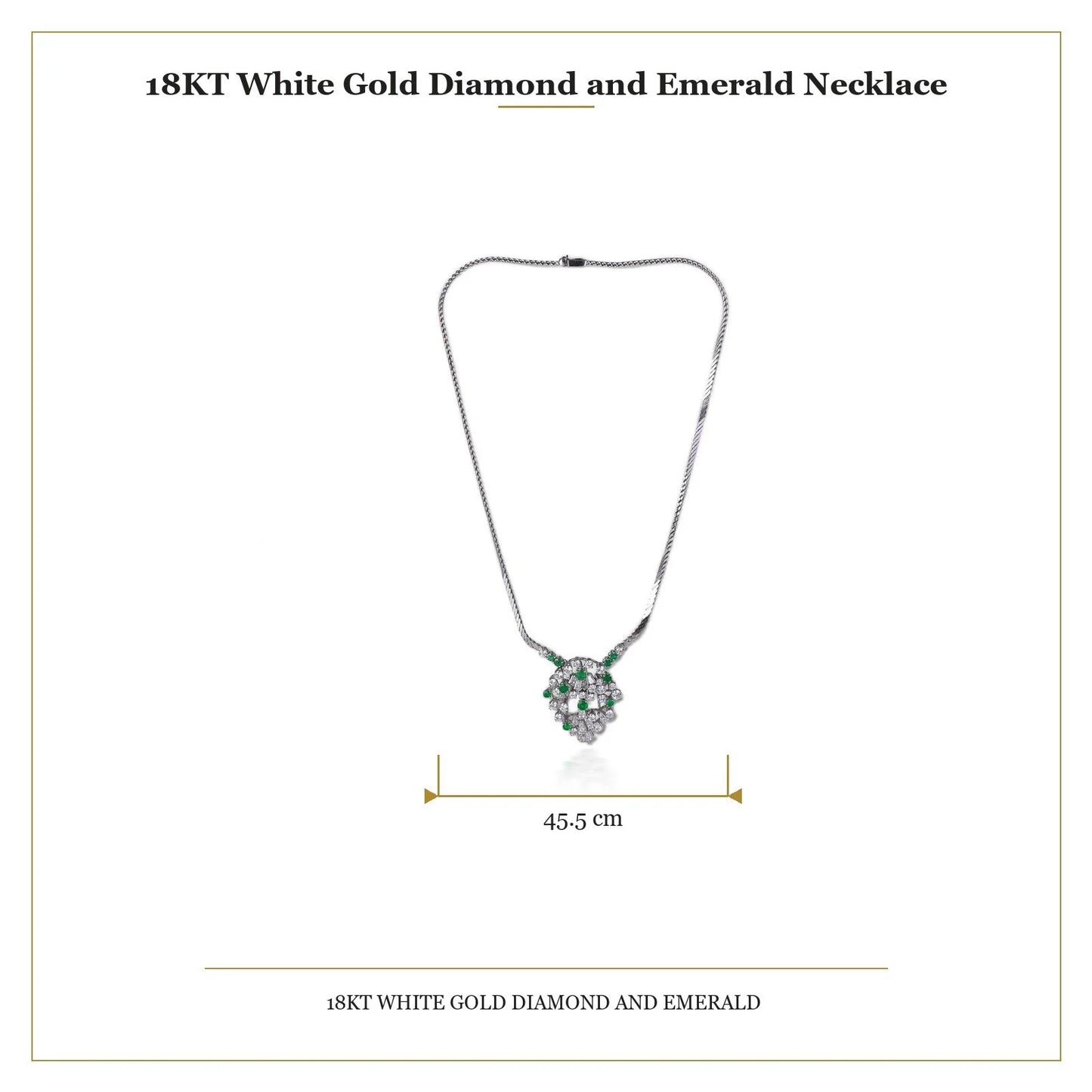 18KT White Gold Diamond and Emerald Necklace