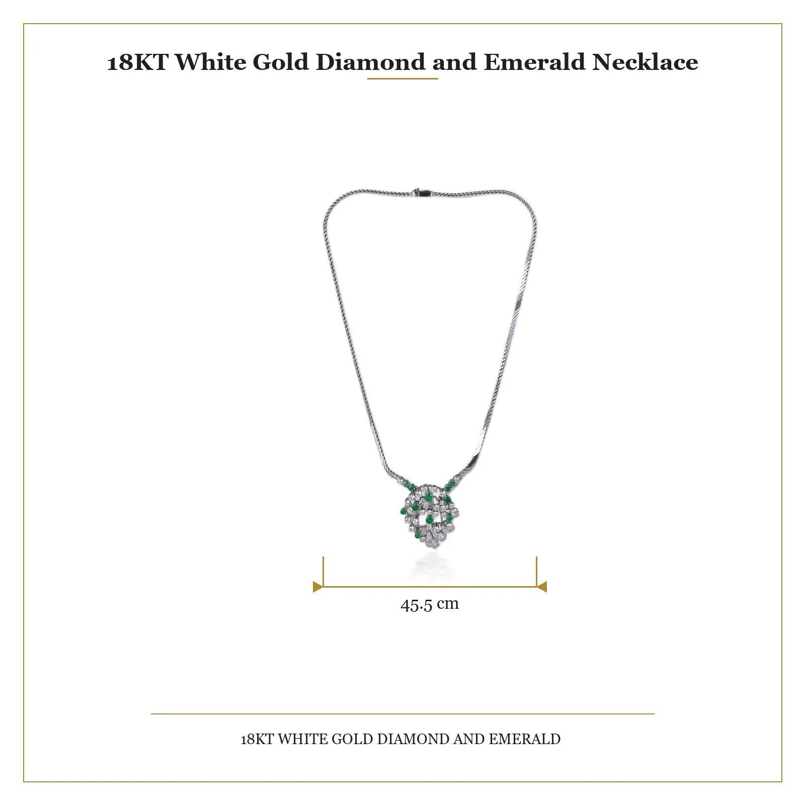 18KT White Gold Diamond and Emerald Necklace
