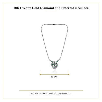 18KT White Gold Diamond and Emerald Necklace