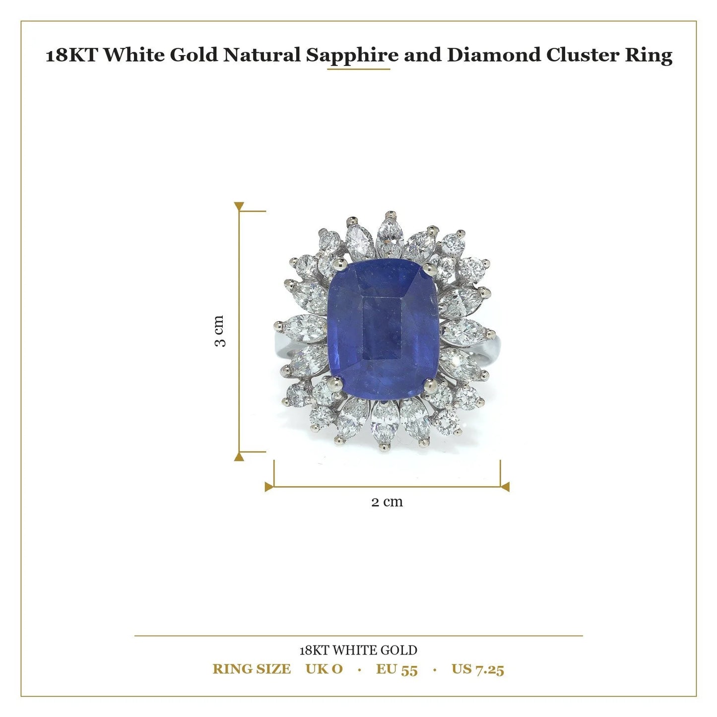 Vintage 4ct Sapphire and Diamond Cluster Cocktail Ring