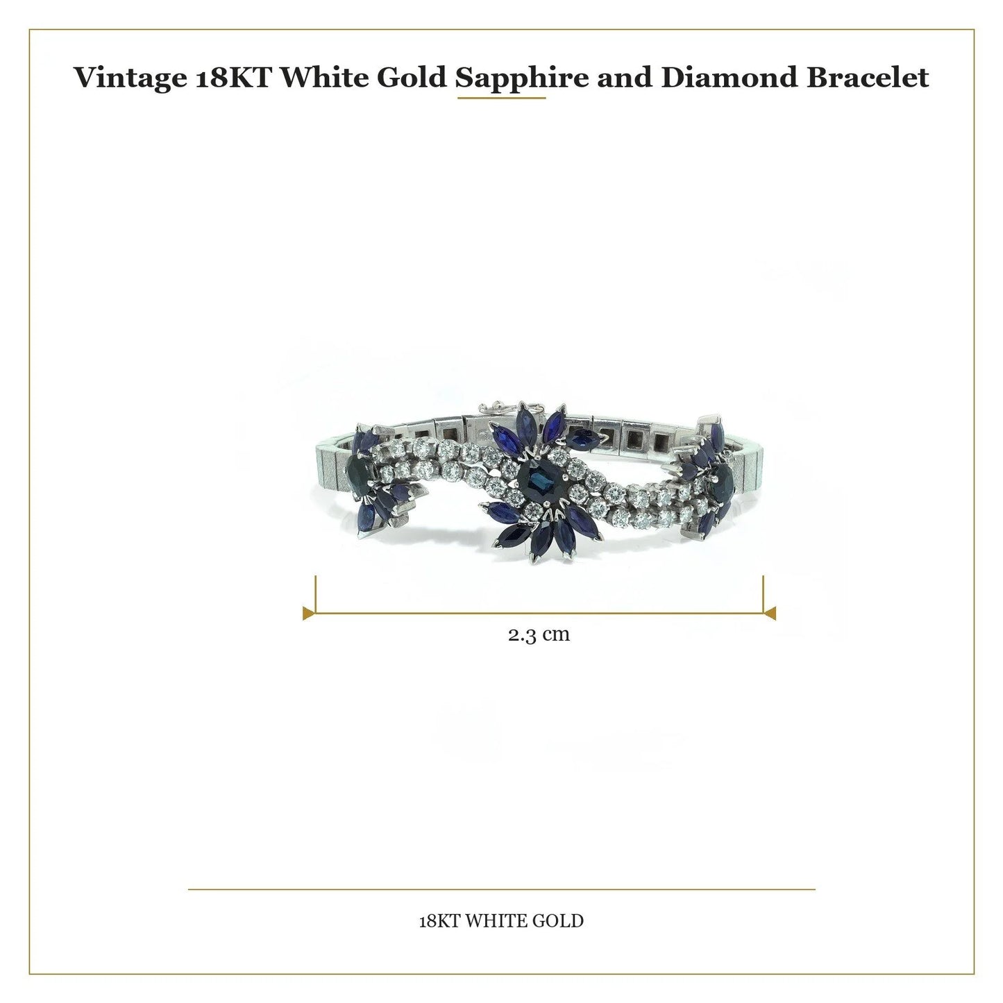 Vintage 18KT White Gold Sapphire and Diamond Bracelet