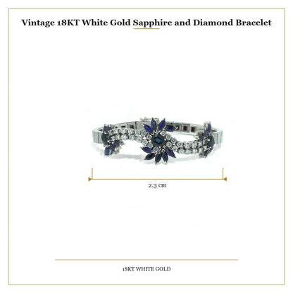 Vintage 18KT White Gold Sapphire and Diamond Bracelet