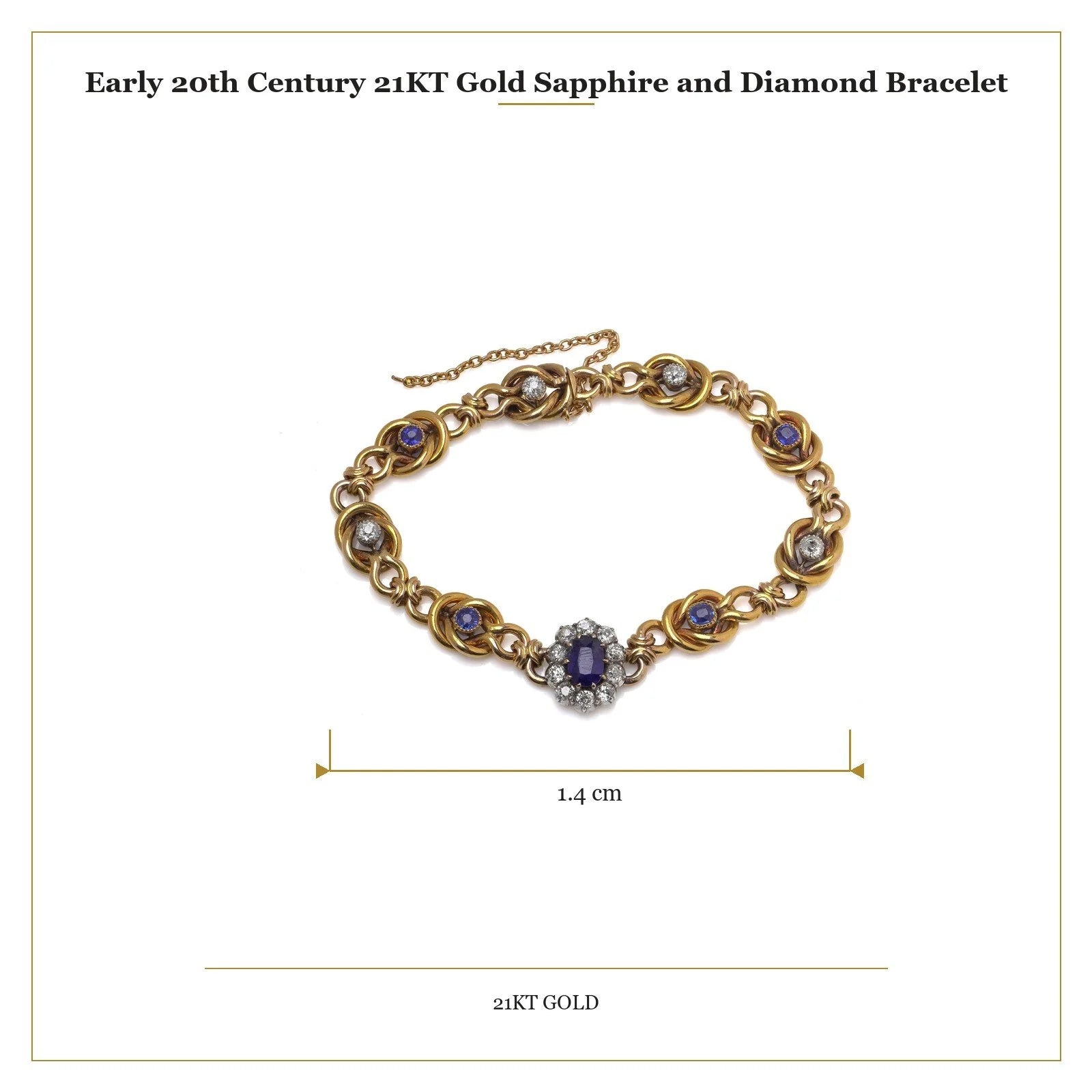 Early 20th Century 21KT Gold Sapphire and Diamond Bracelet