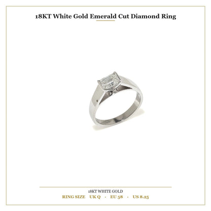 18KT White Gold Emerald Cut Diamond Ring