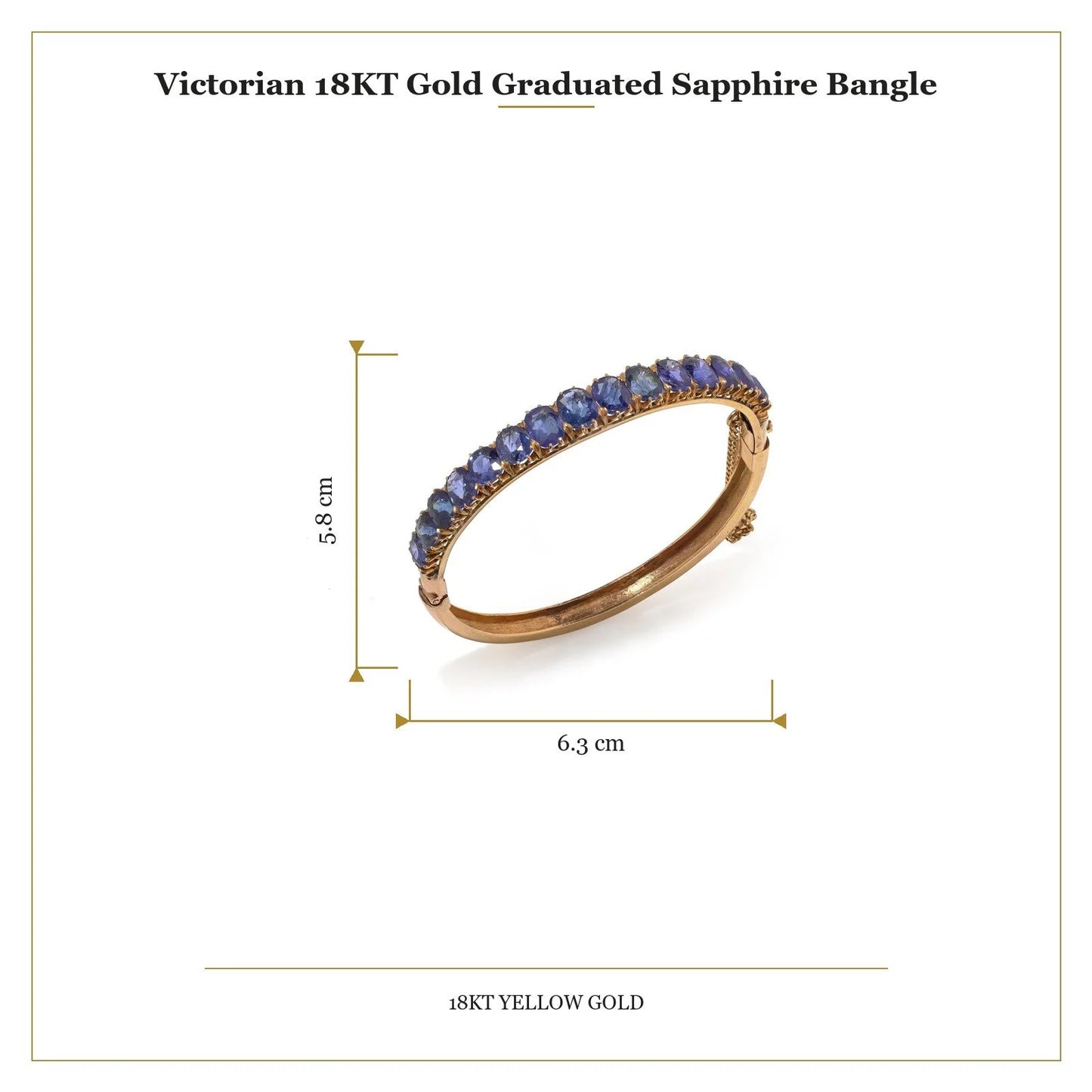 Victorian 18KT Gold Graduated Sapphire Bangle