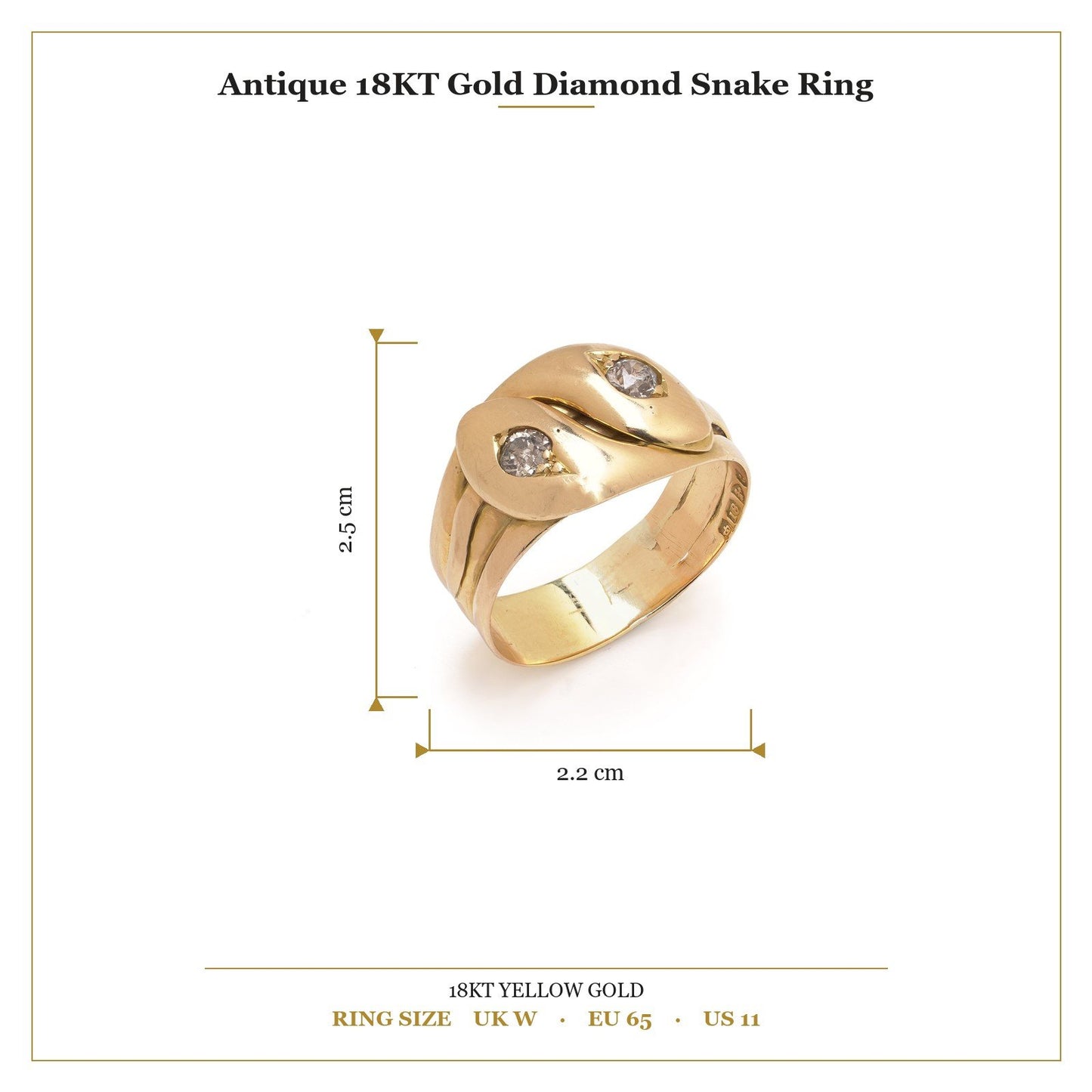 Antique 18ct Gold Diamond Snake Ring
