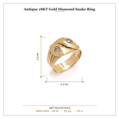 Antique 18ct Gold Diamond Snake Ring