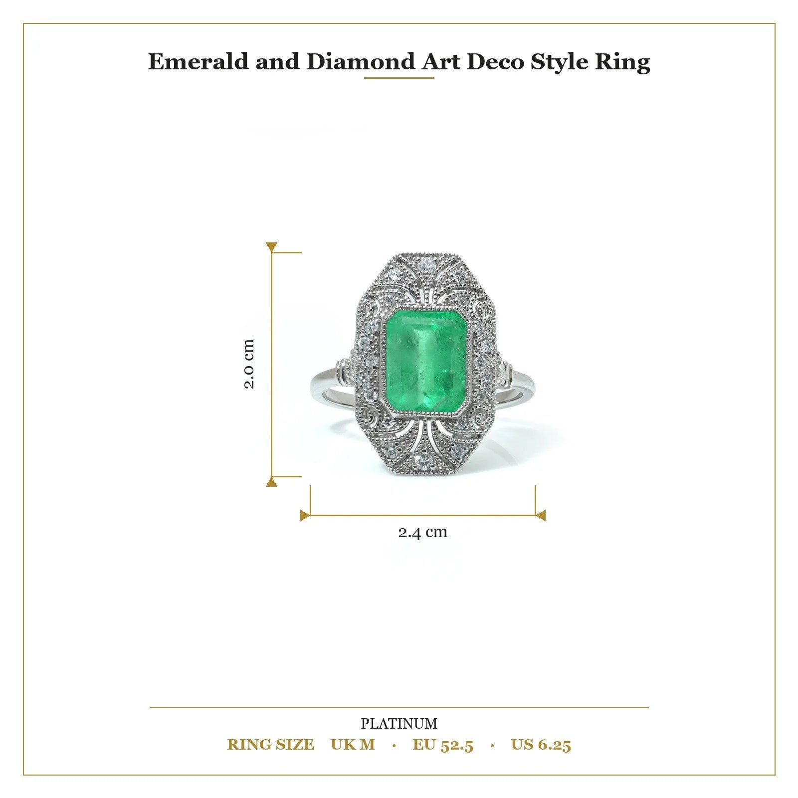 Emerald and Diamond Art Deco Style Ring
