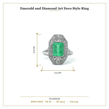 Emerald and Diamond Art Deco Style Ring