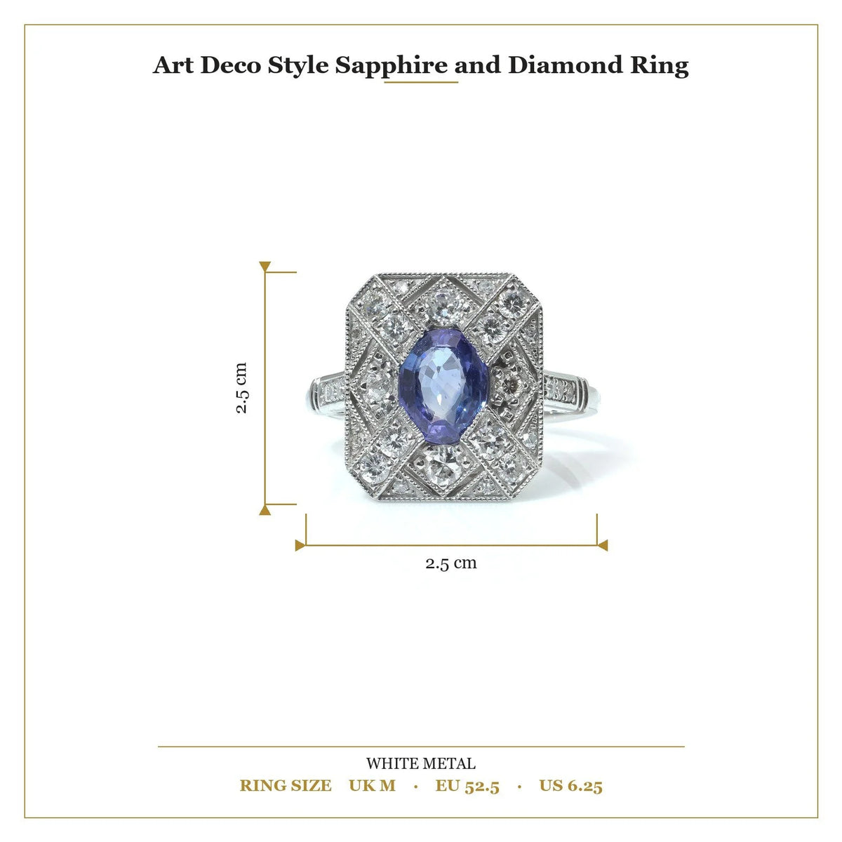 Art Deco Style Sapphire And Diamond Engagement Ring