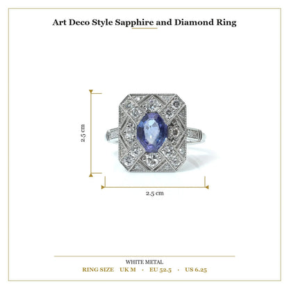Art Deco Style Sapphire And Diamond Engagement Ring
