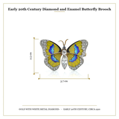 Early 20th Century Diamond and Enamel Butterfly Brooch