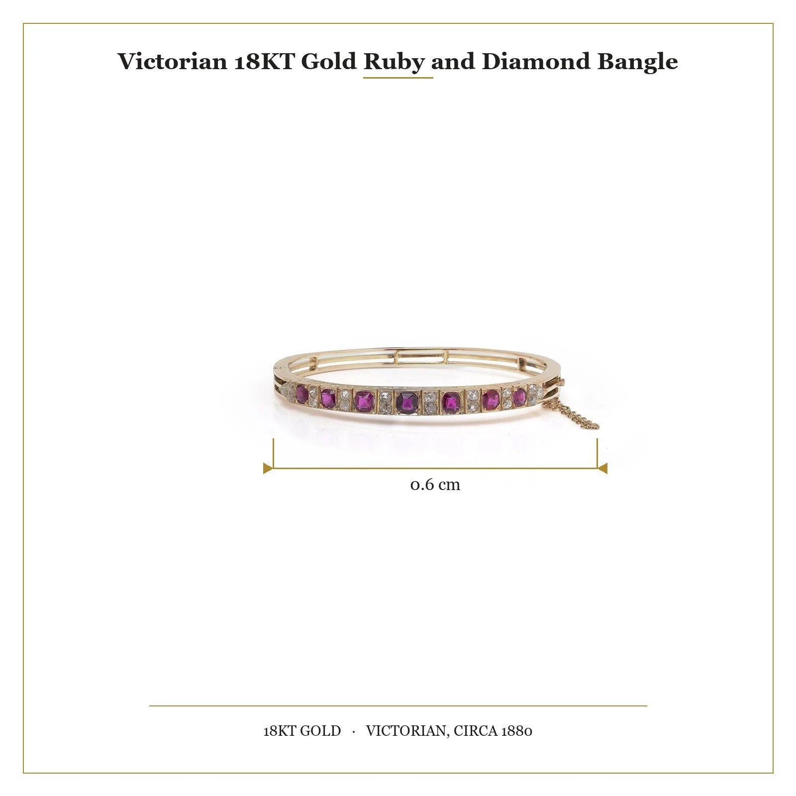 Victorian 18KT Gold Ruby and Diamond Bangle