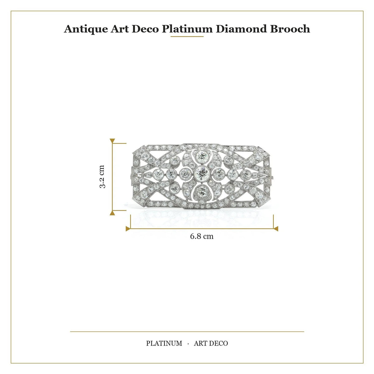 Antique Art Deco Platinum Diamond Brooch