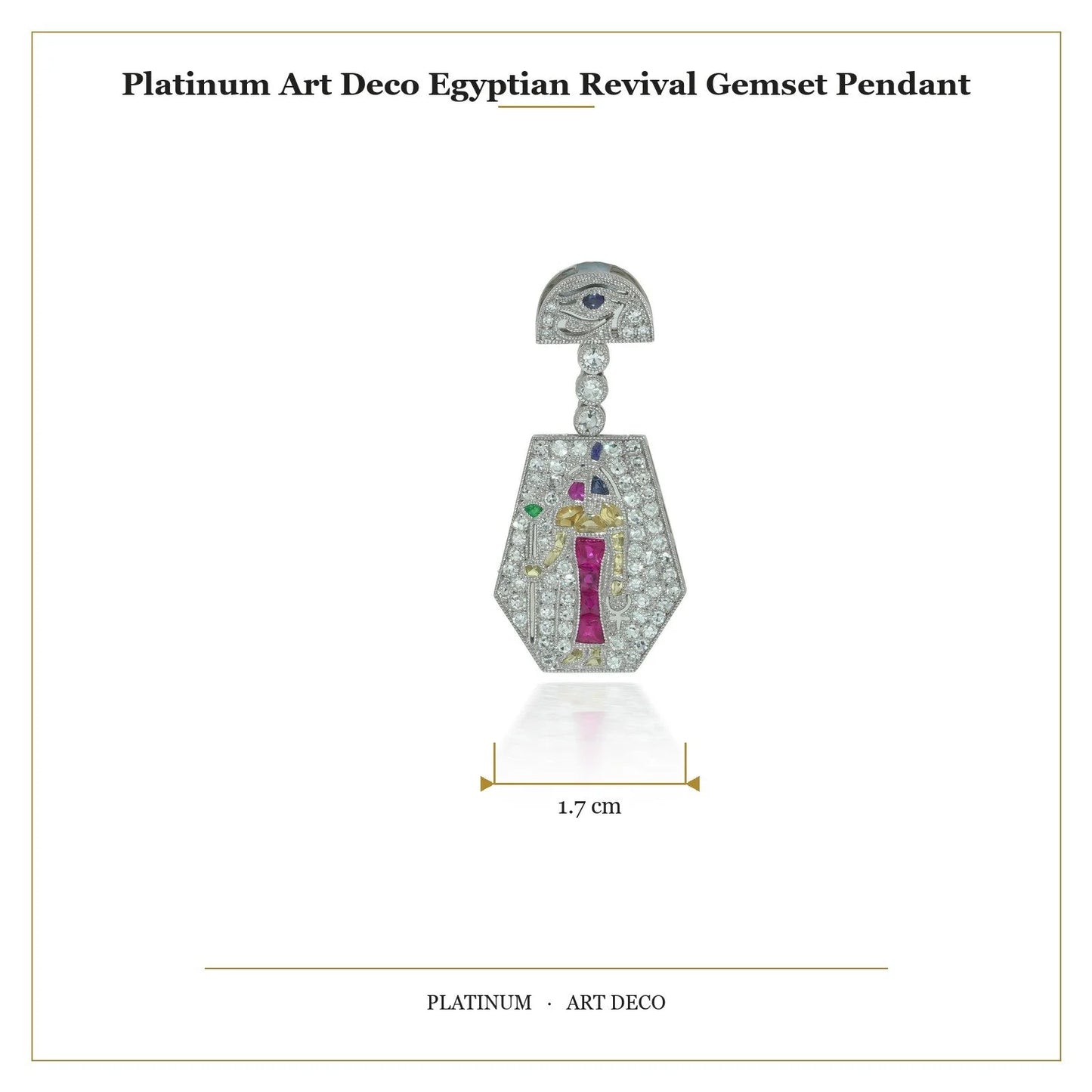 Platinum Art Deco Egyptian Revival Gemset Pendant