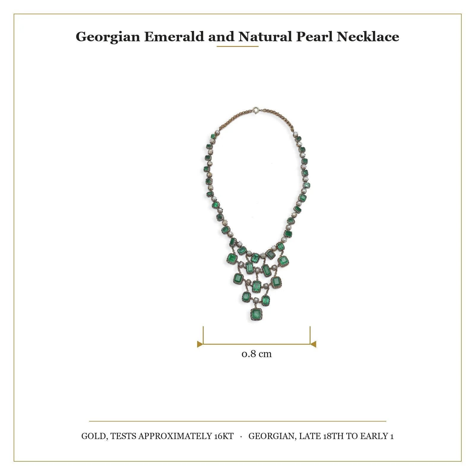 Georgian Emerald And Natural Pearl Necklace