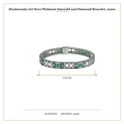 Mauboussin Art Deco Platinum Emerald and Diamond Bracelet, 1920s