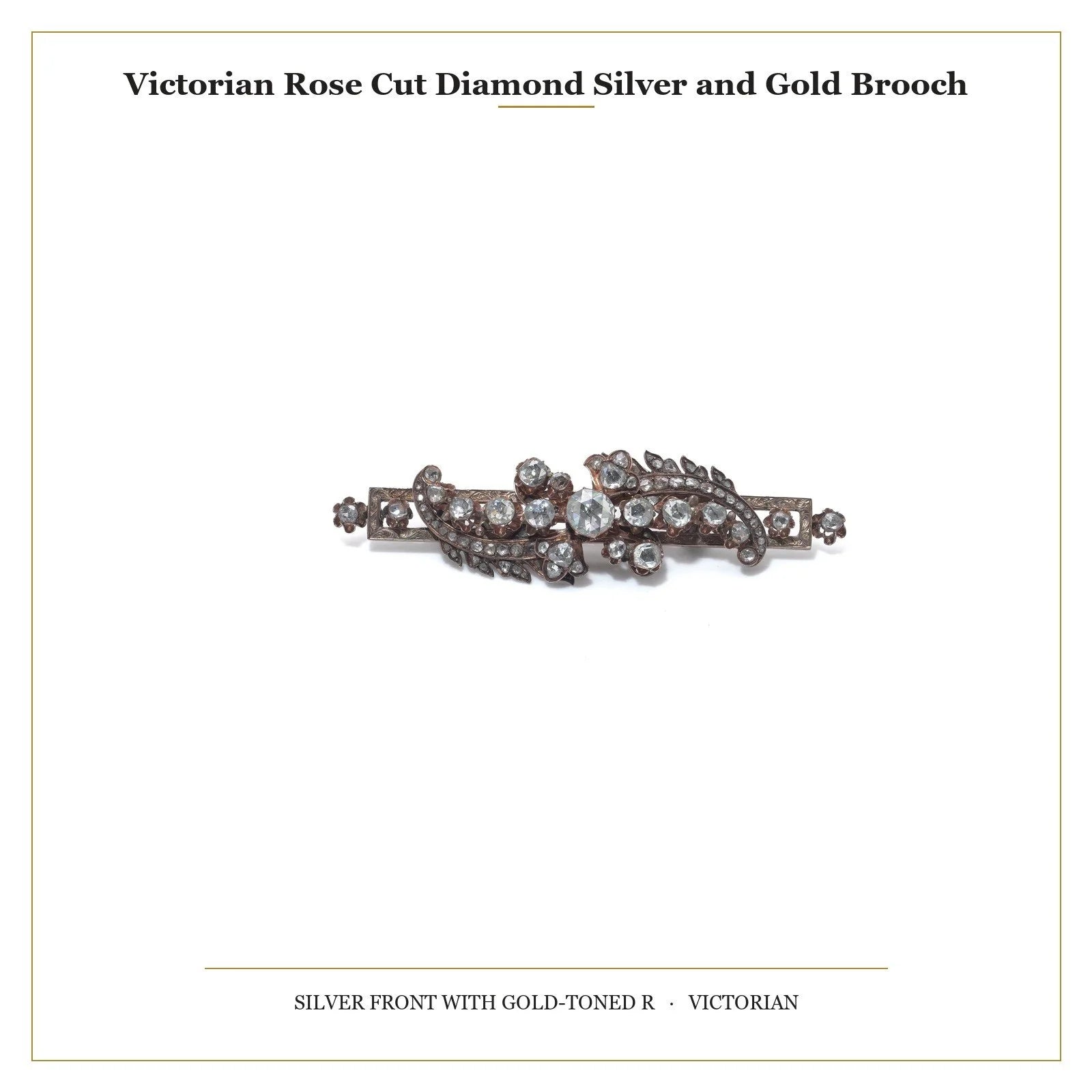 Victorian Rose Cut Diamond Silver and Gold Brooch