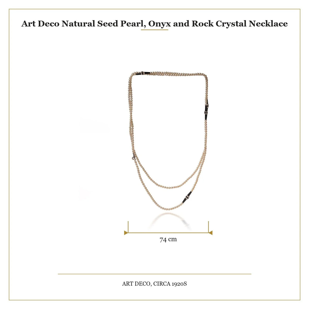 Art Deco Natural Seed Pearl, Onyx And Rock Crystal Necklace
