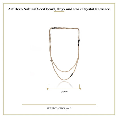 Art Deco Natural Seed Pearl, Onyx And Rock Crystal Necklace