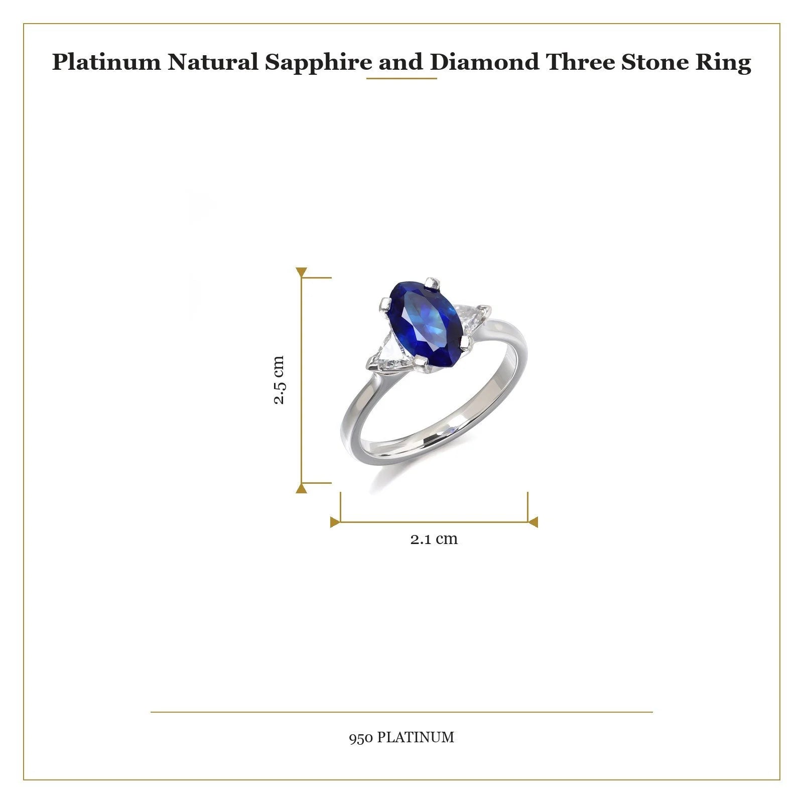 Platinum Natural Sapphire And Diamond Three Stone Engagement Ring