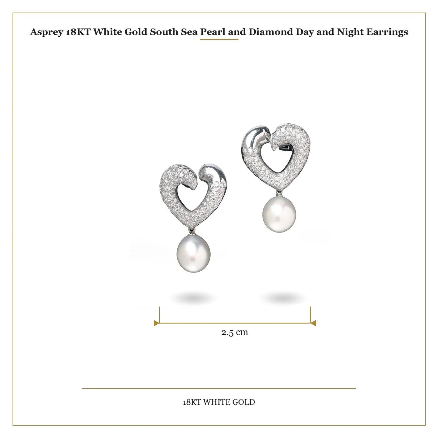 Asprey 18 Carat White Gold South Sea Pearl and Diamond Day and Night Earrings