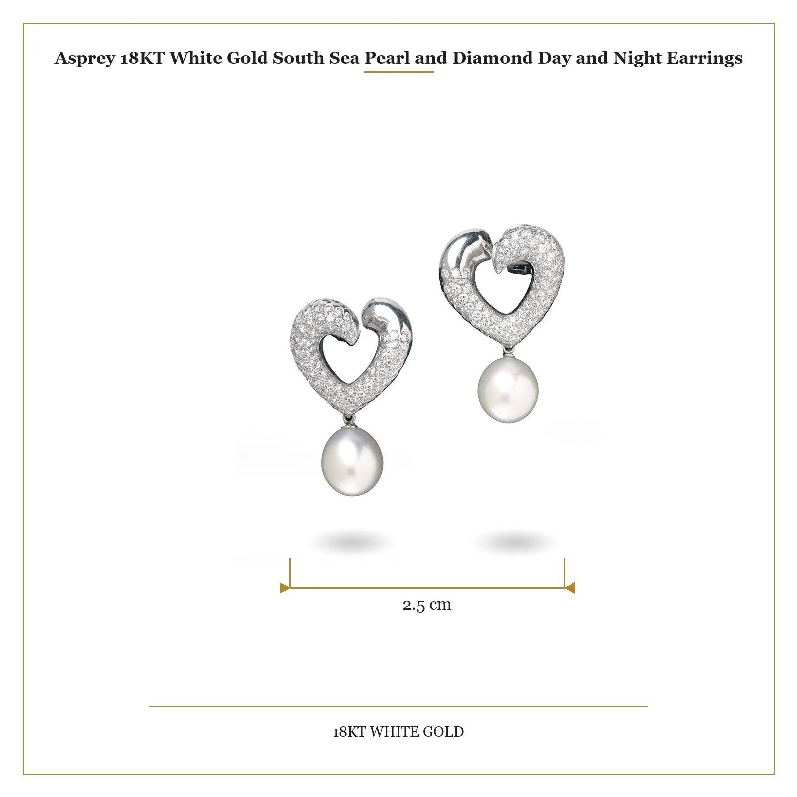 Asprey 18 Carat White Gold South Sea Pearl and Diamond Day and Night Earrings