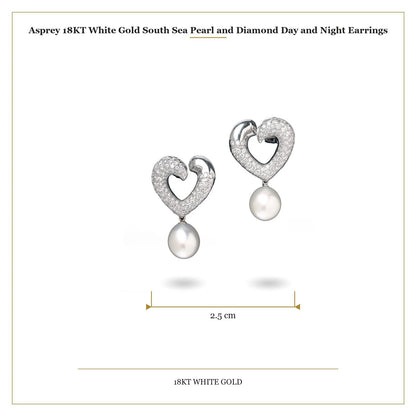 Asprey 18 Carat White Gold South Sea Pearl and Diamond Day and Night Earrings