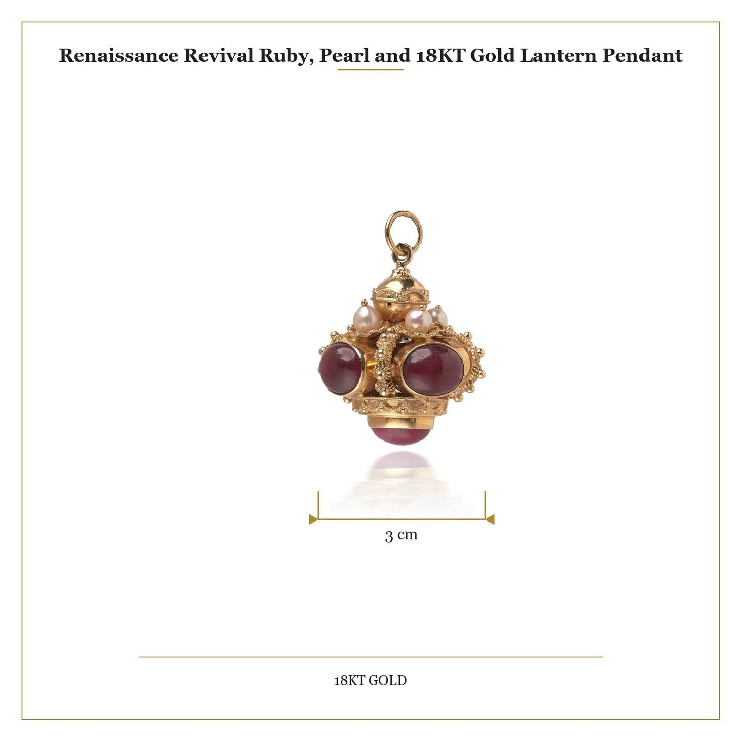 Renaissance Revival Ruby, Pearl and 18KT Gold Lantern Pendant