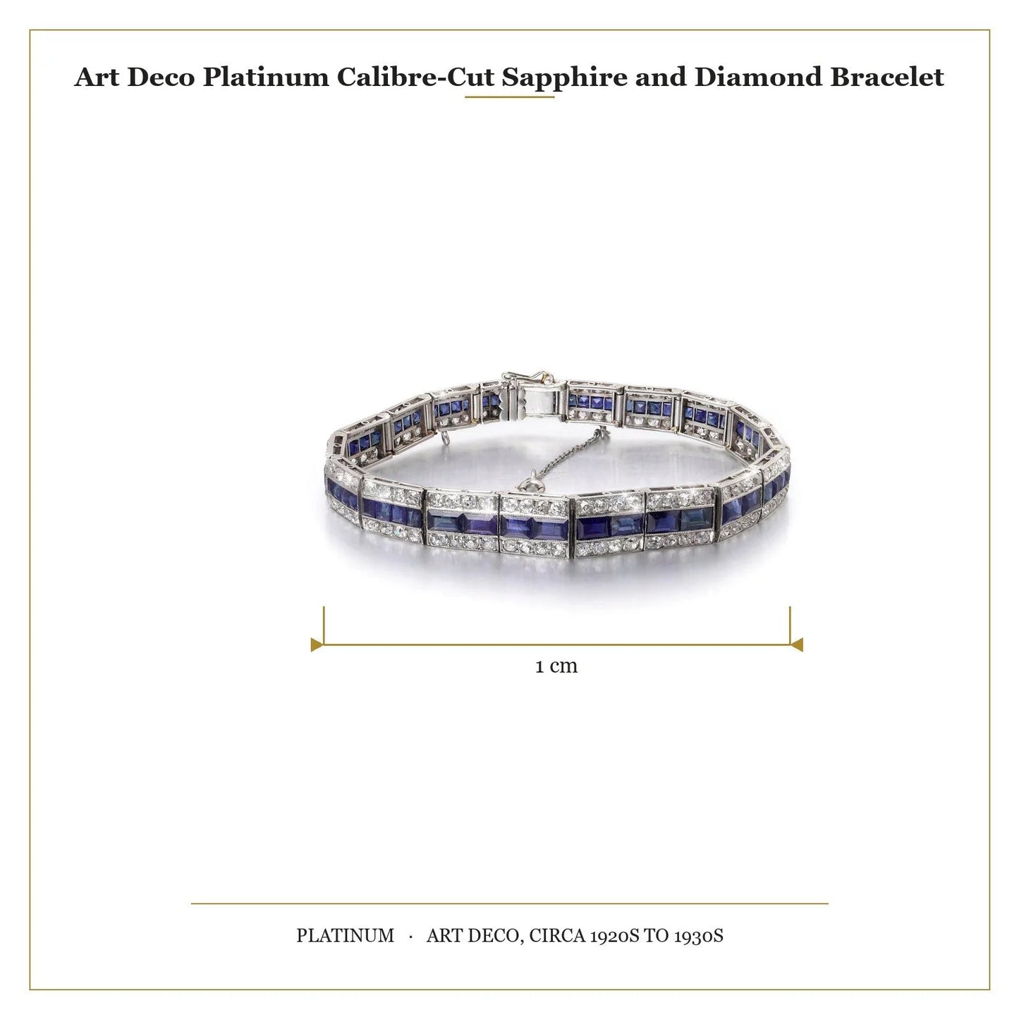 Art Deco Platinum Calibre-Cut Sapphire And Diamond Bracelet