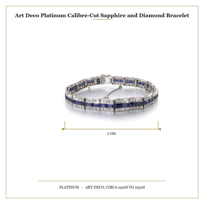 Art Deco Platinum Calibre-Cut Sapphire And Diamond Bracelet