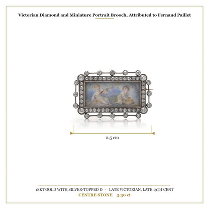 Victorian Diamond and Miniature Portrait Brooch, Attributed to Fernand Paillet