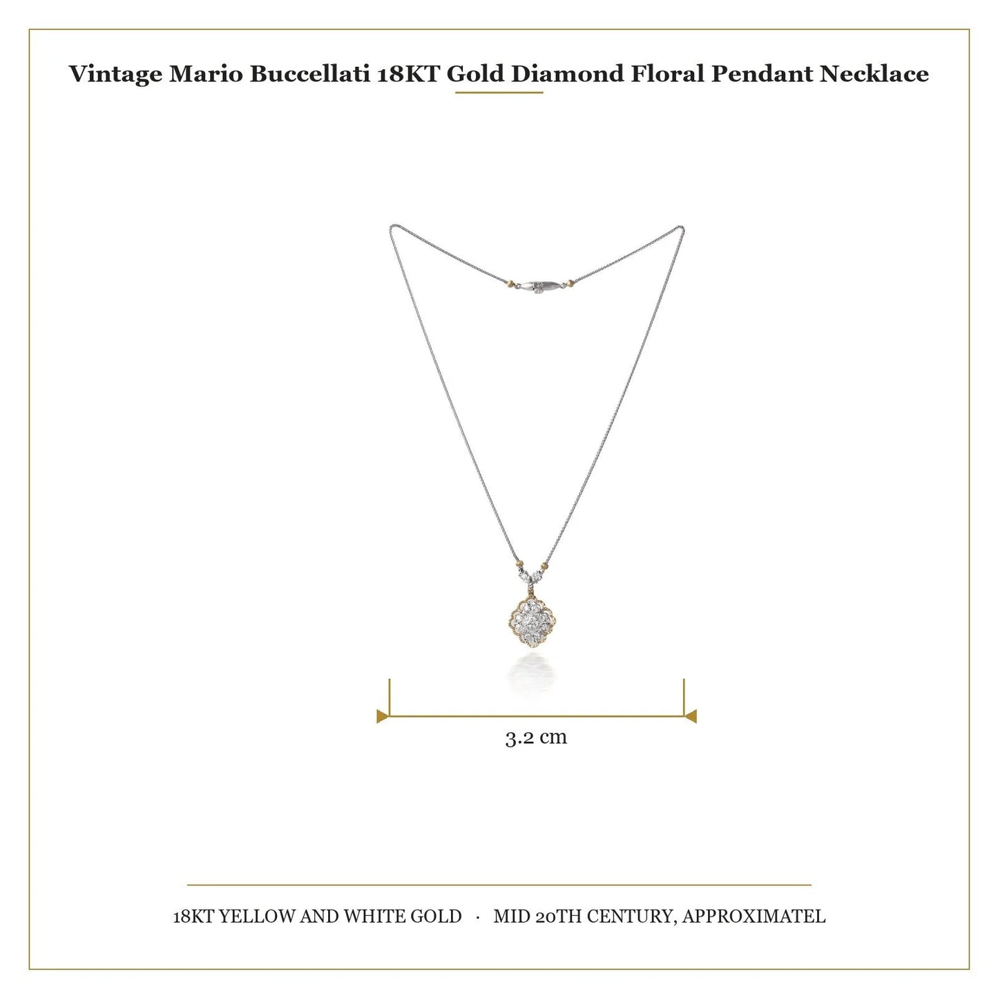 Vintage Mario Buccellati 18KT Gold Diamond Floral Pendant Necklace