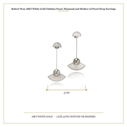 Robert Wan 18 ct White Gold Tahitian Pearl, Diamond and Mother-of-Pearl Drop Earrings