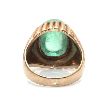 Vintage 1950s 18KT Gold Cabochon Emerald Ring