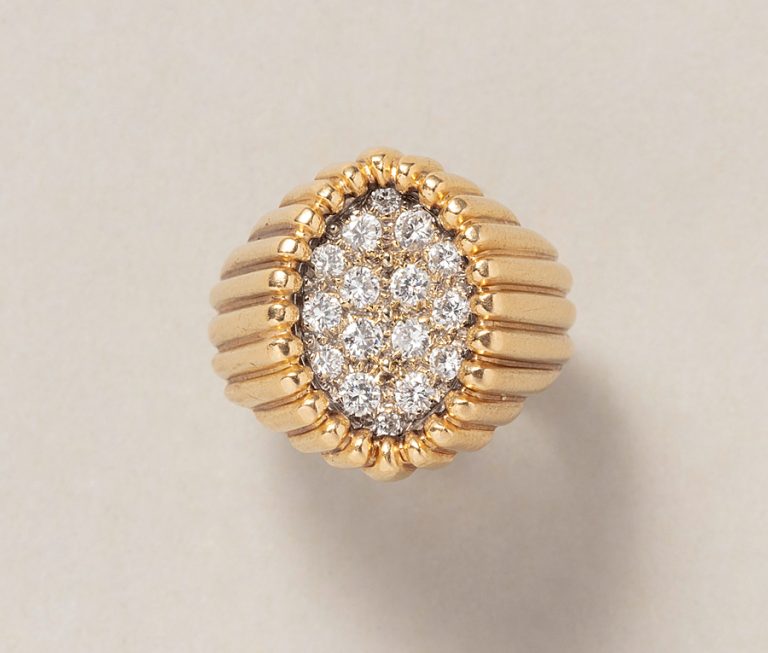 vintage 18ct yellow gold and diamonds tartelette ring
