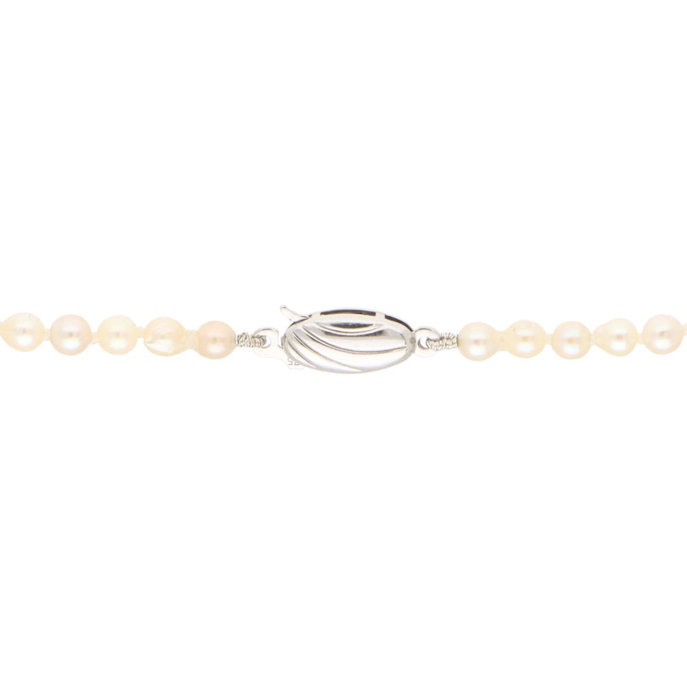 Cultured Pearl And Diamond Necklace With 9 Carat White Gold Clasp