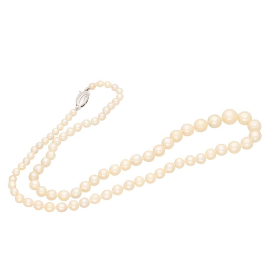 Cultured Pearl And Diamond Necklace With 9 Carat White Gold Clasp
