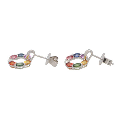 Rainbow Sapphire and Diamond Drop Earrings