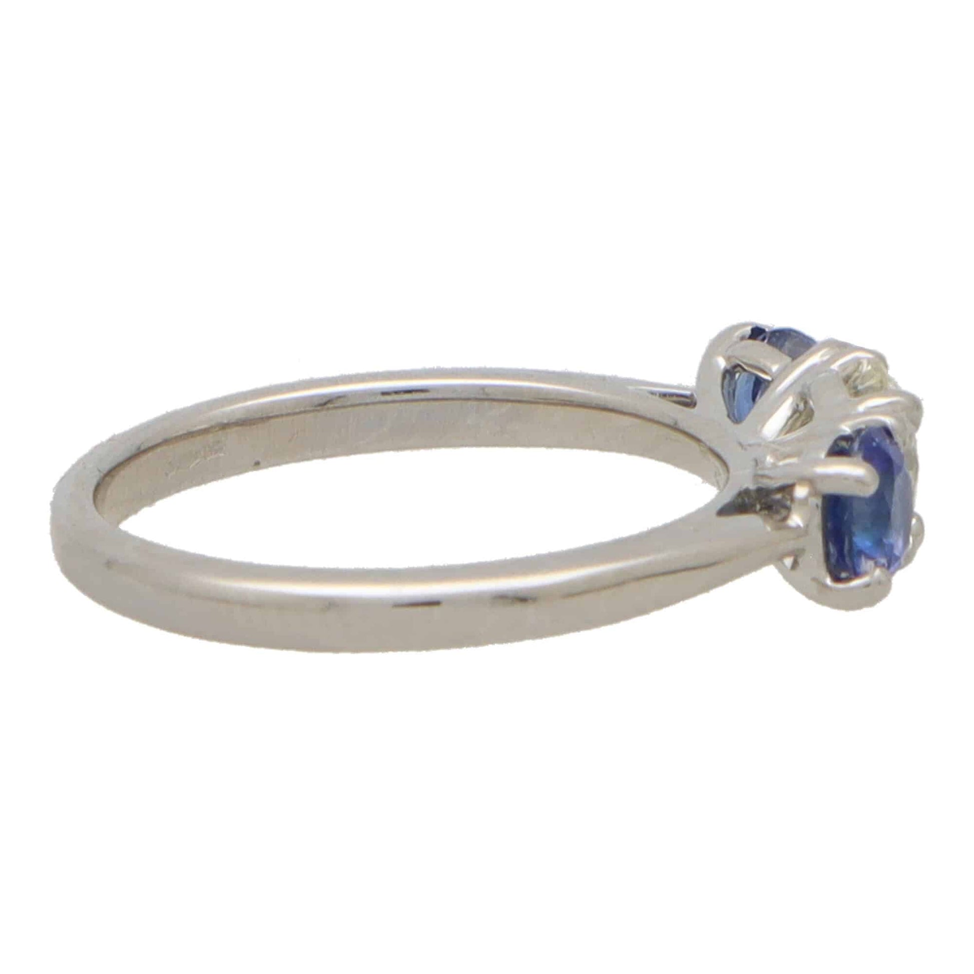 Diamond and Sapphire Reverse Three Stone Engagement Ring