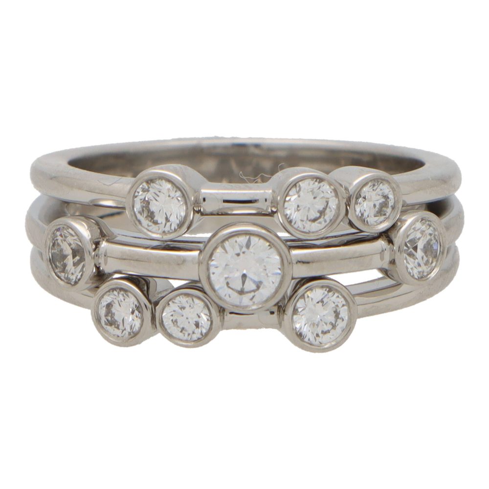 Contemporary Diamond Bubble Ring In Platinum