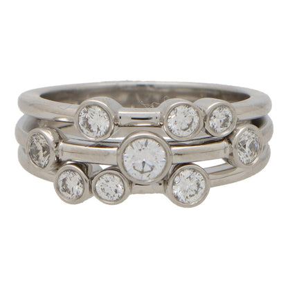 Contemporary Diamond Bubble Ring In Platinum