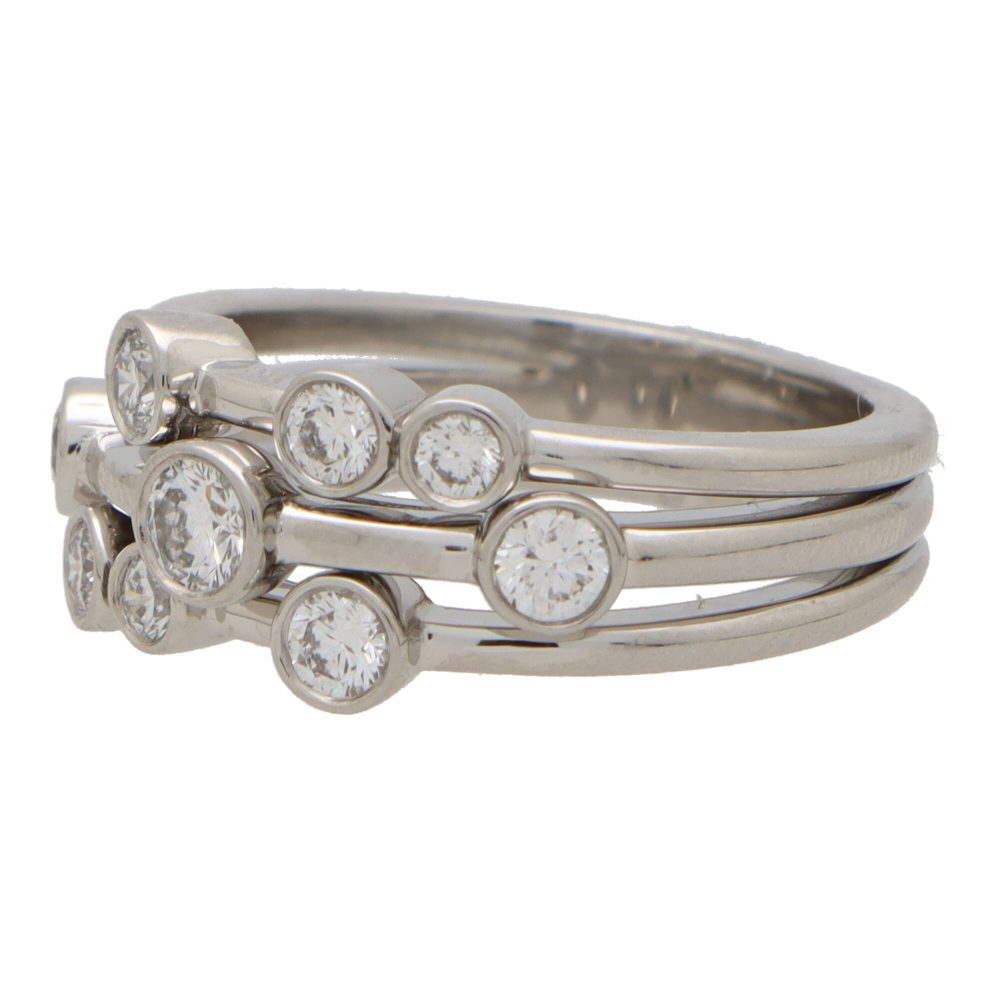 Contemporary Diamond Bubble Ring In Platinum