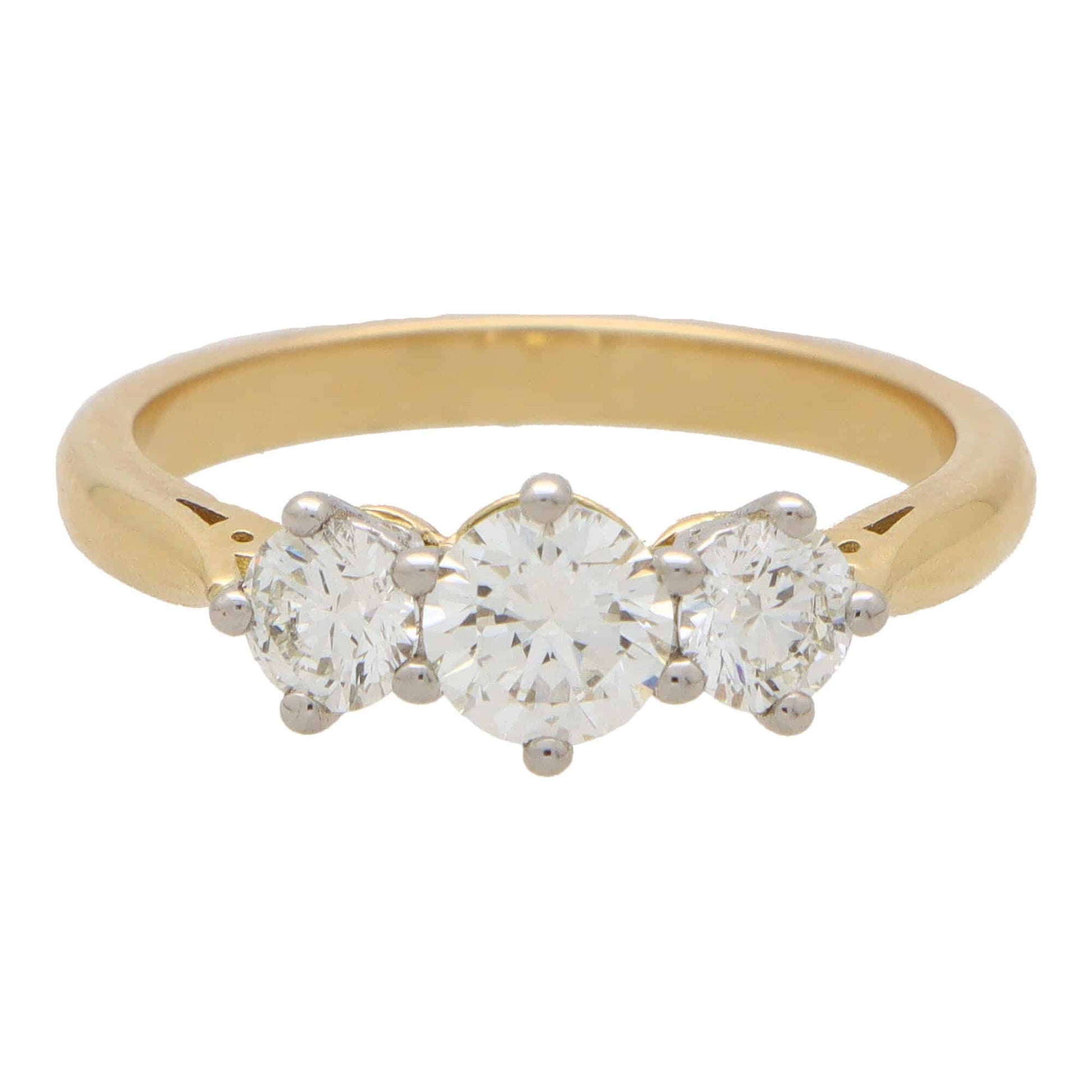 Diamond Three Stone Engagement Ring with GIA Certificate, 1.02 carat total