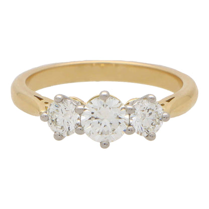 Diamond Three Stone Engagement Ring with GIA Certificate, 1.02 carat total